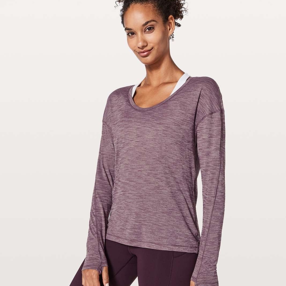 Lululemon Athletica Heathered Purple Long Sleeve Tee